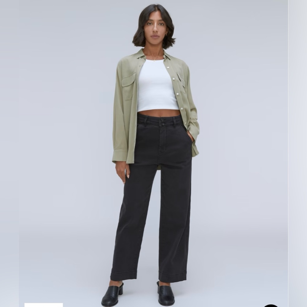 Everlane The Organic Wide-Leg Pant Size 2 Black NWOT Washed